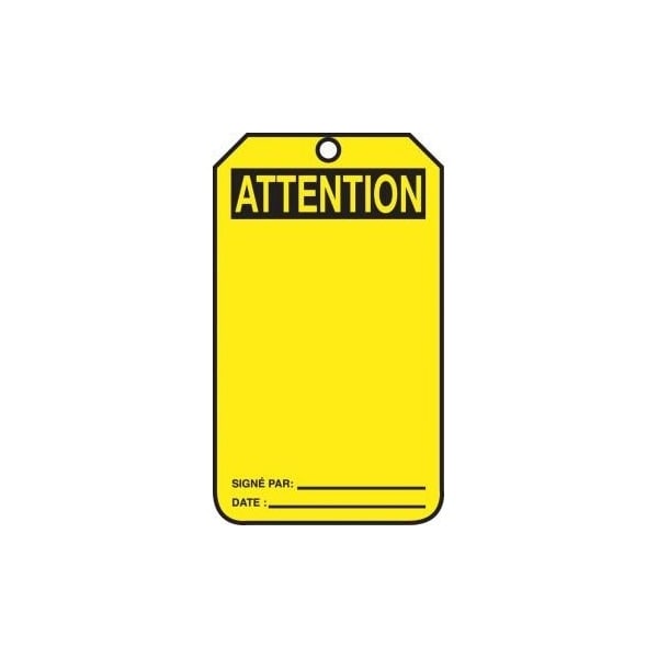 Accuform French Safety Tags, ATTENTION BLANK, 5.75in x 3.25in, RP-Plastic, 25PK FRMDT623PTP - main